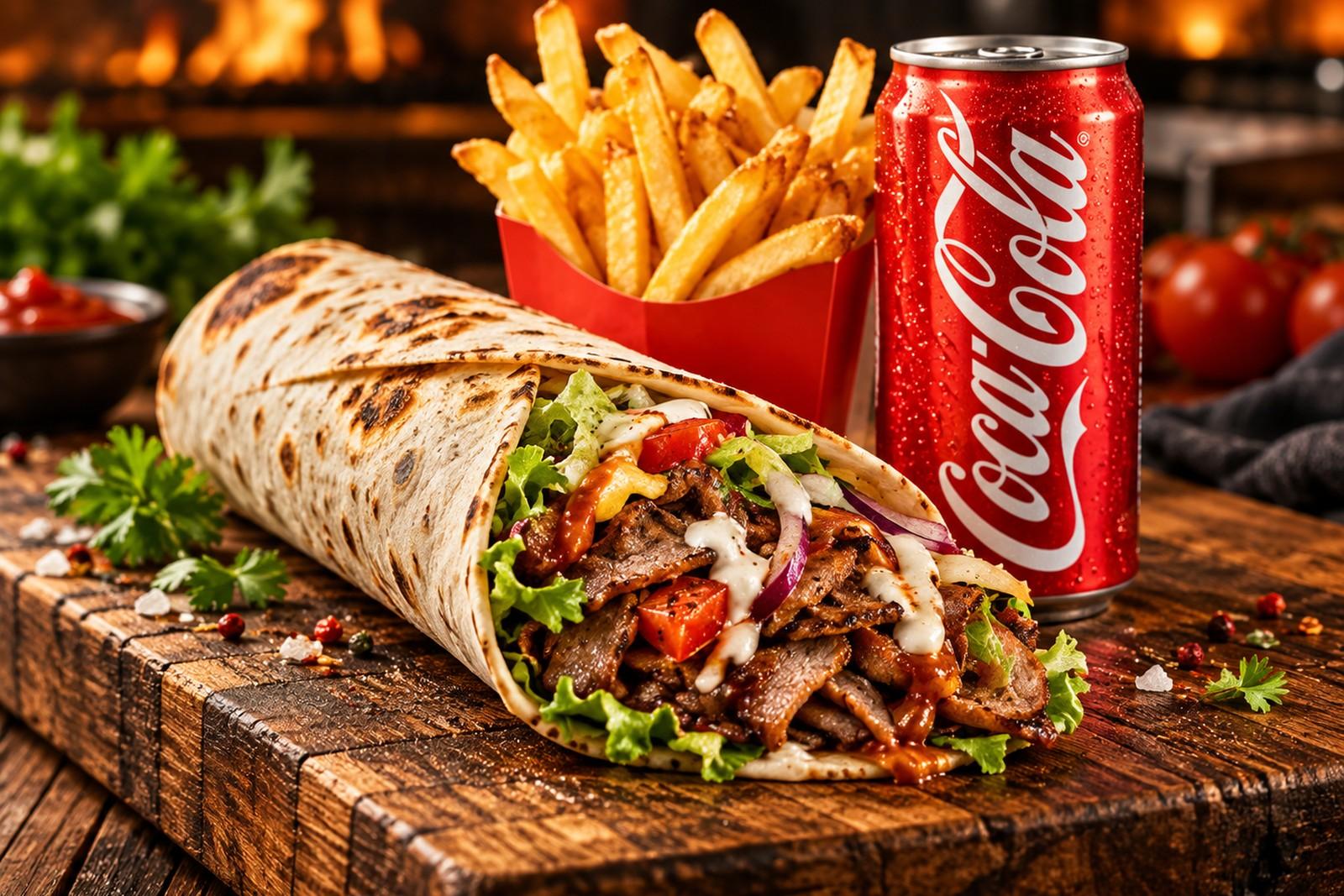 Dürüm Menü mit Pommes und Coca-Cola